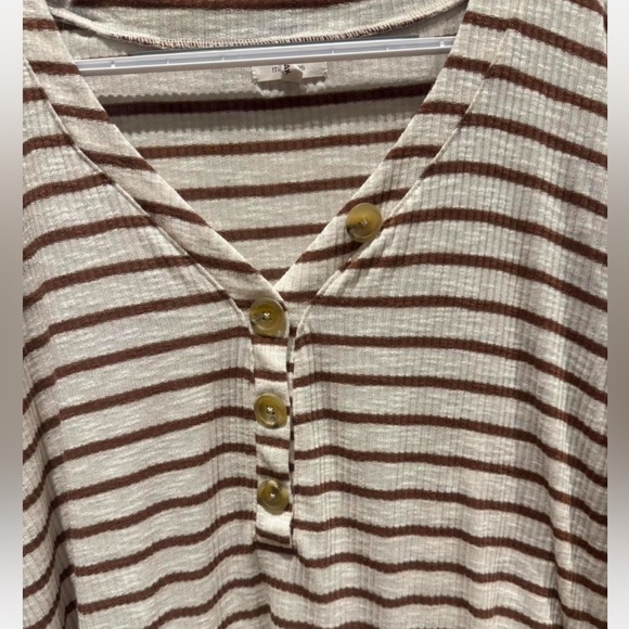 Maurices Cream and Orange Striped Button Shirt - Picture 3 of 4